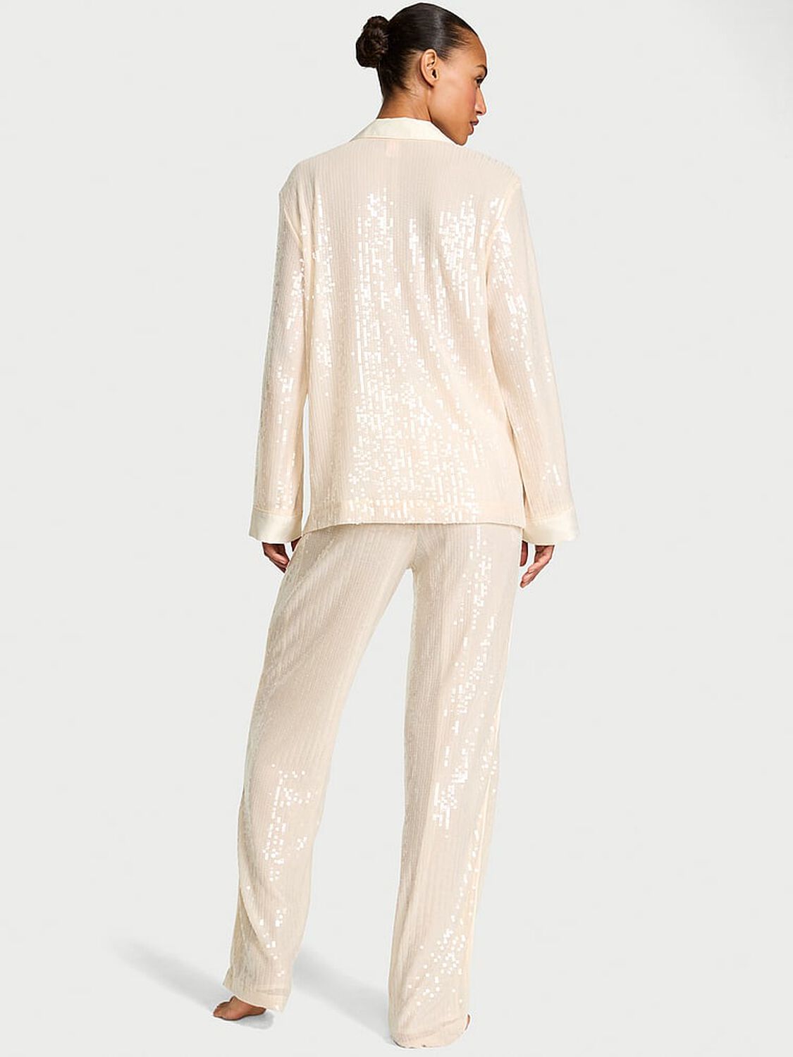 vs Victoria's Secret Sequin Shine Long Pajama Set Champagne Signature Slip Sequin 2 of 3 