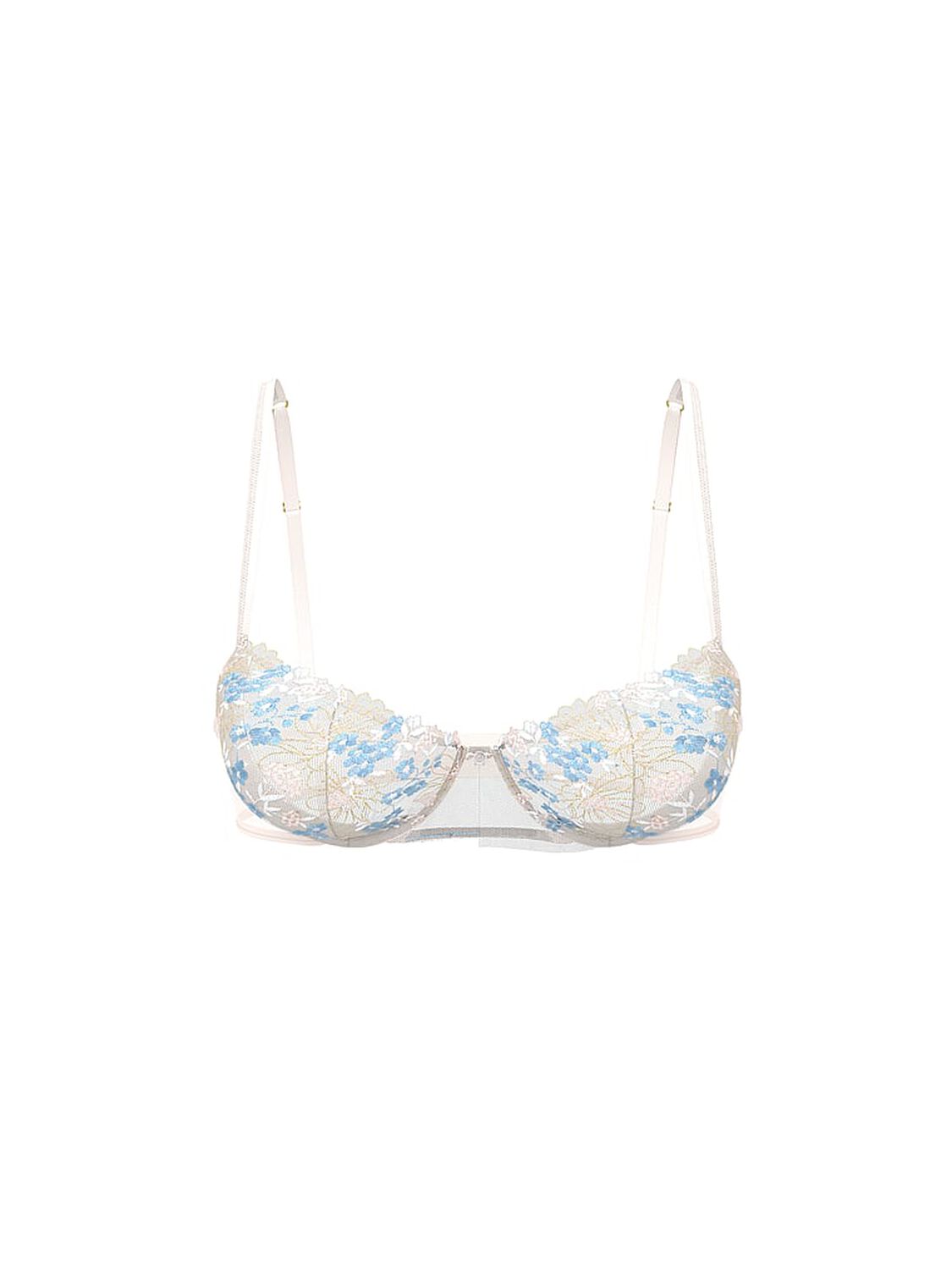 vs Dream Angels Wicked Wildflower Embroidery Unlined Balconette Bra White & Blue Wildflowers 3 of 3 