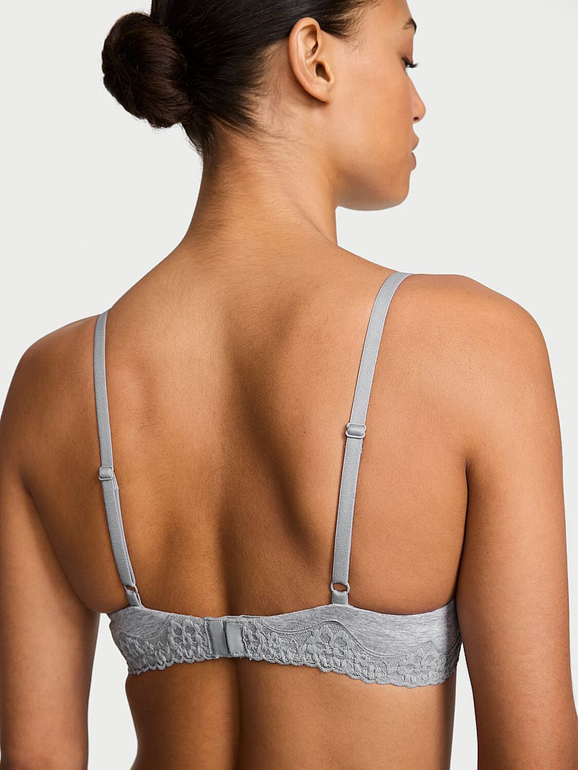 vs The T-Shirt Cotton Lace-Trim Lightly Lined Demi Bra Medium Heather Grey 2 of 3 