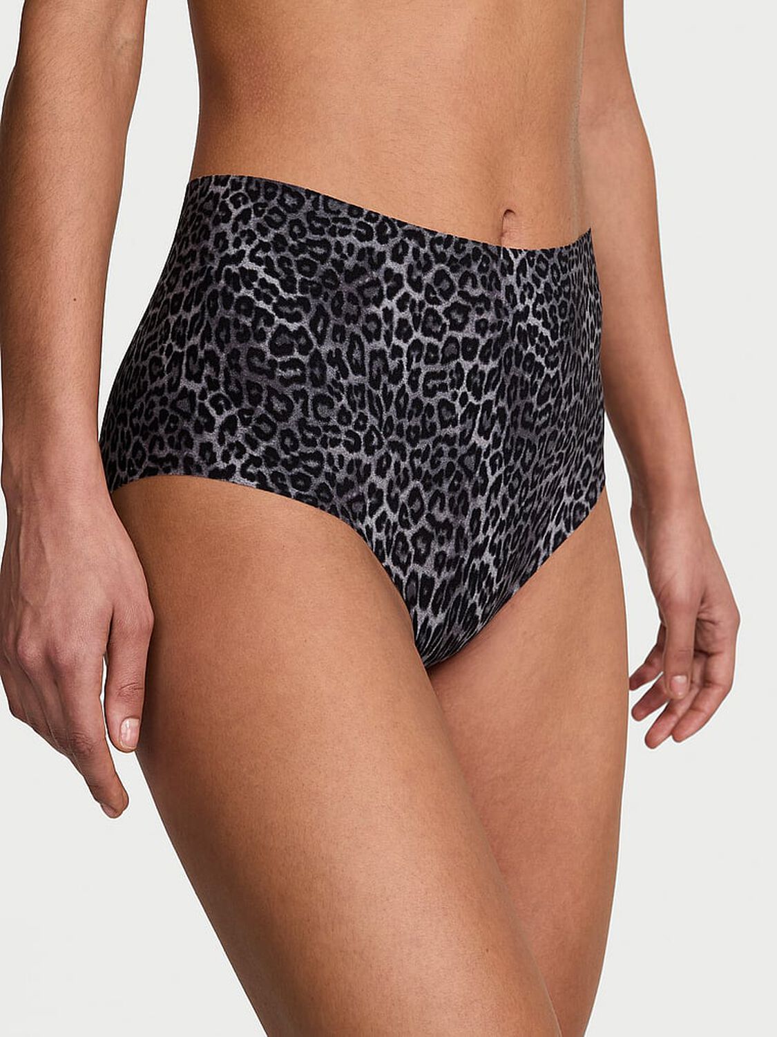 vs No-Show No-Show High-Waist Brief Panty Black Leopard 1 of 3 