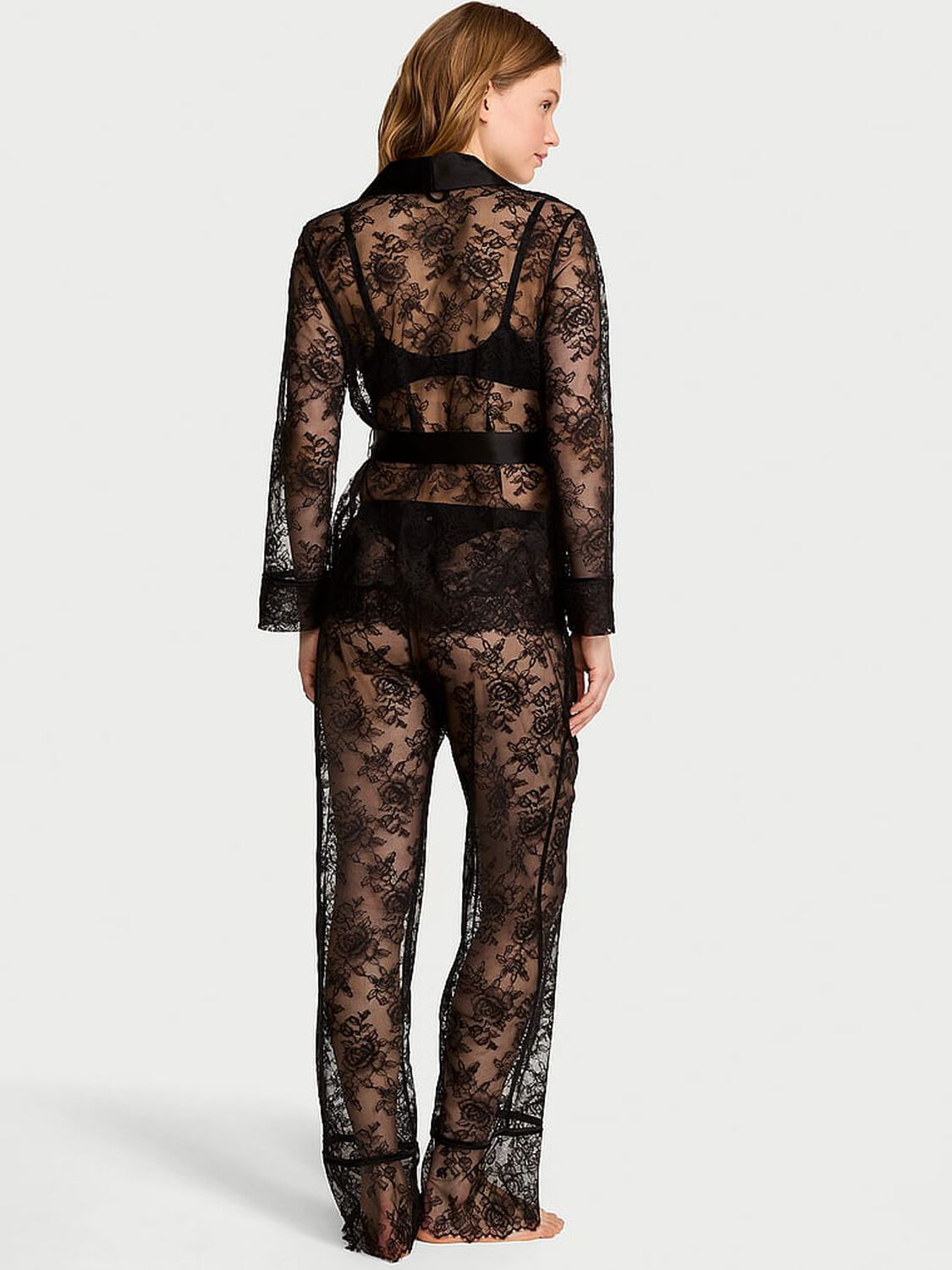 vs Victoria's Secret Rose Lace Long Pajama Set 2 of 3 