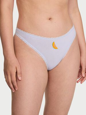Cotton Lace-Waist Thong