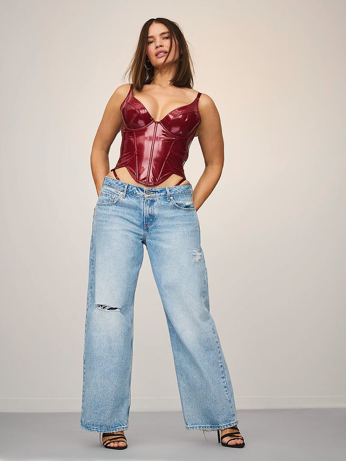 vs Very Sexy Lacquer Corset Top Set Sangria Red 4 of 4 