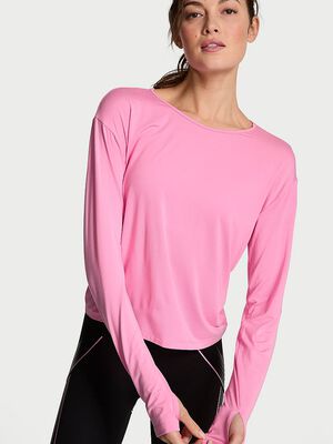 VSX Drapey Knit Long-Sleeve Open-Back Tee