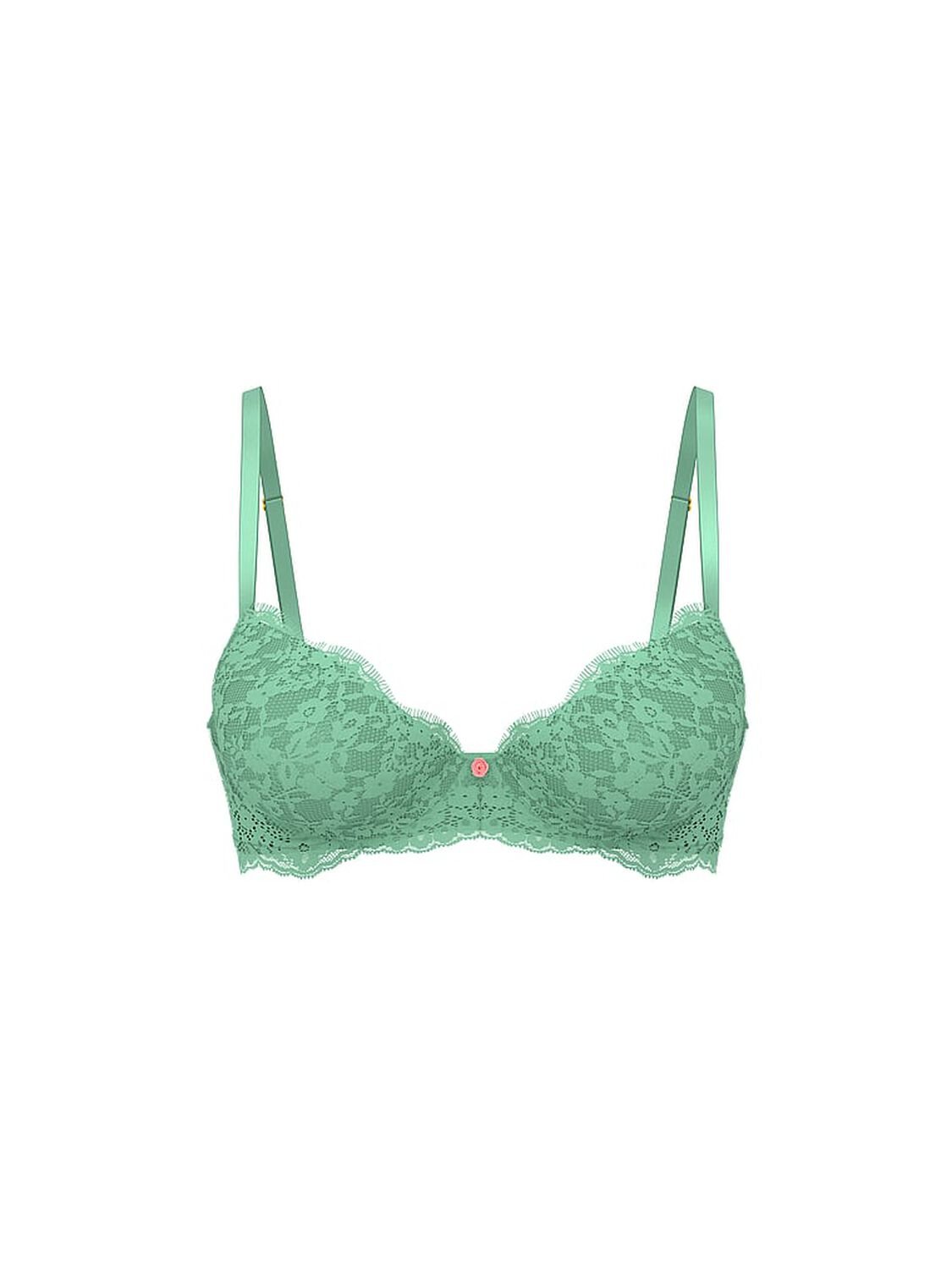 vs Dream Angels Lace Lightly Lined Classic Coverage Demi Bra Sweet Spearmint 3 of 3 