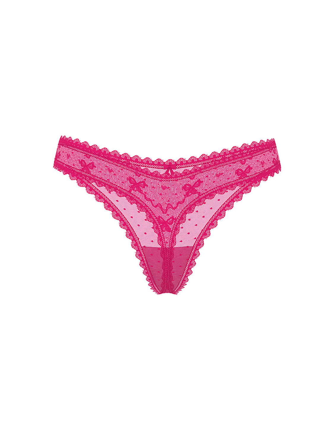 vs The Lacie Bow Lace Mesh Thong Panty Pop Pink 3 of 3 