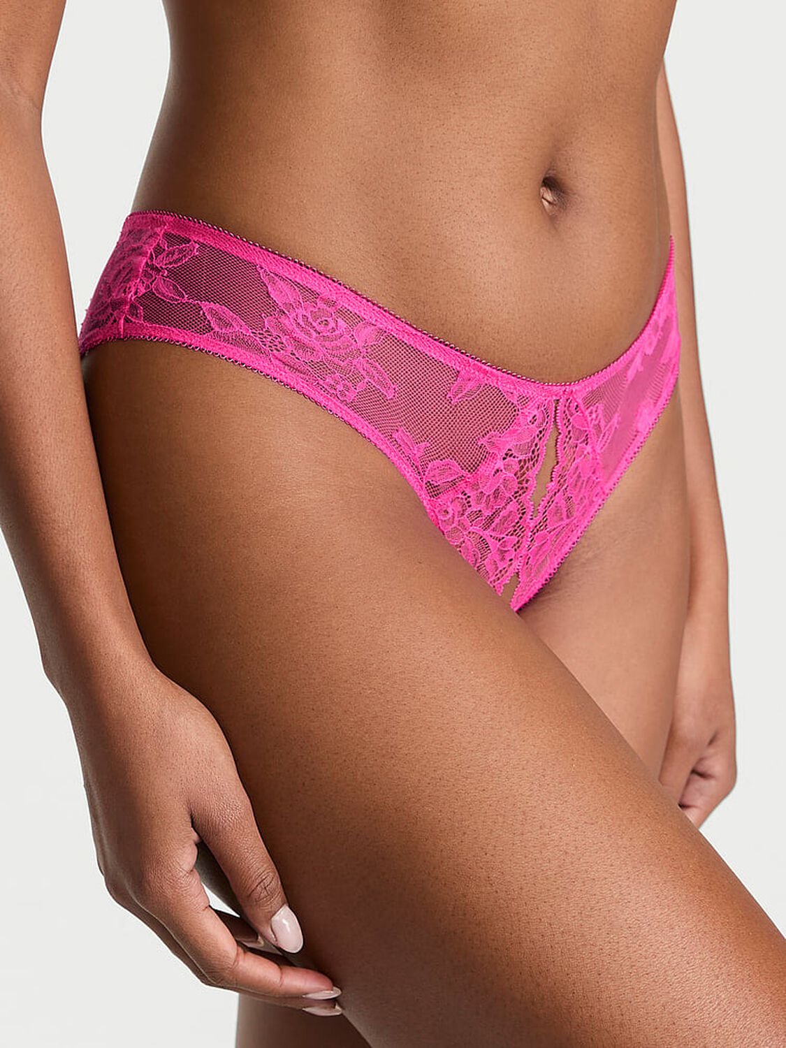 vs Very Sexy Rose Lace Crotchless Cheeky Panty Ultra Pink 3 of 3 