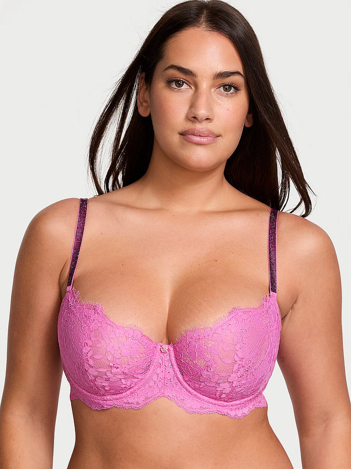 vs Dream Angels Wicked Twinkle Strap Unlined Lace Balconette Bra 1 of 4 