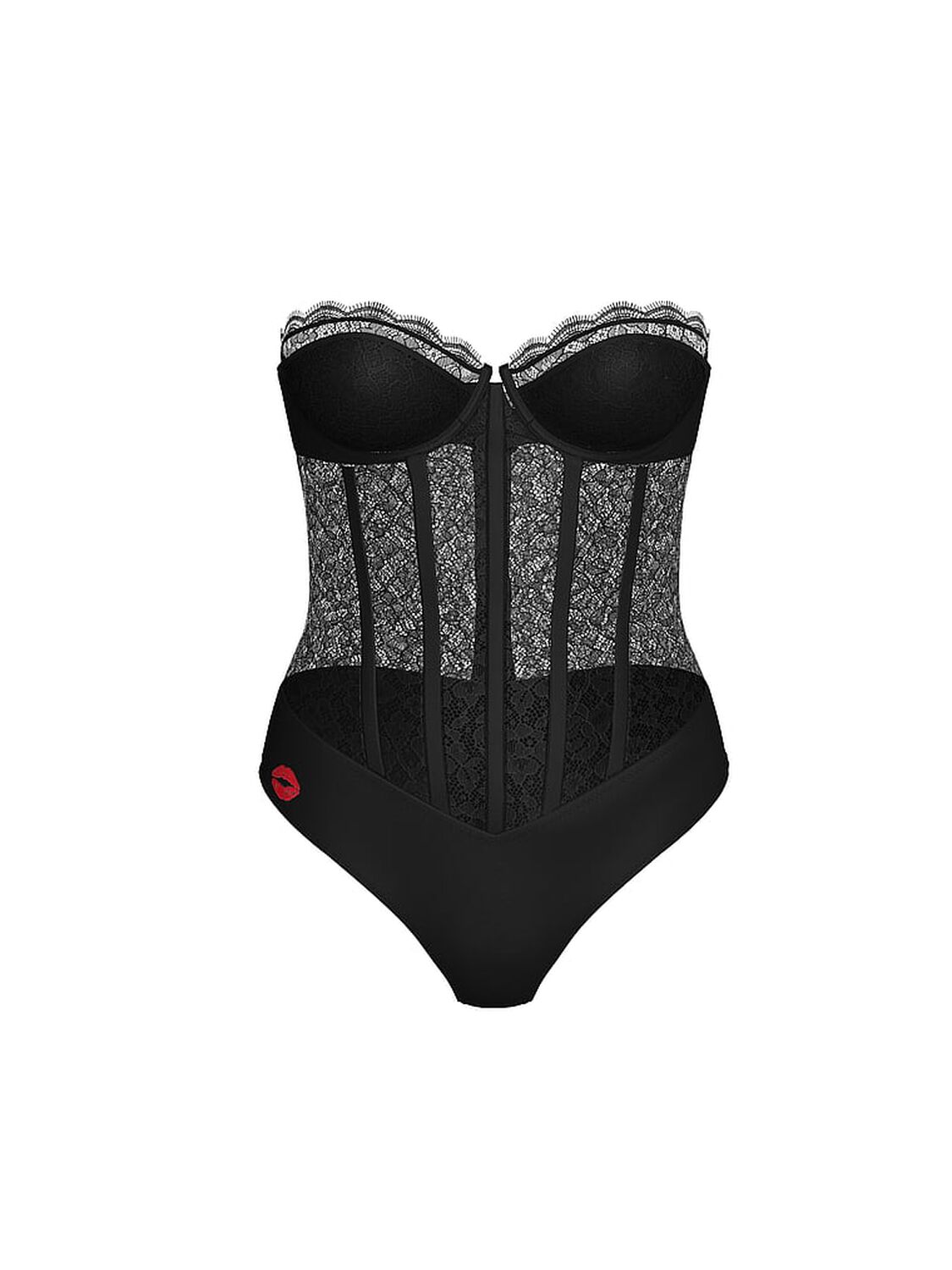 vs Victoria's Secret Tease Lace Strapless Corset Bodysuit Black 3 of 3 