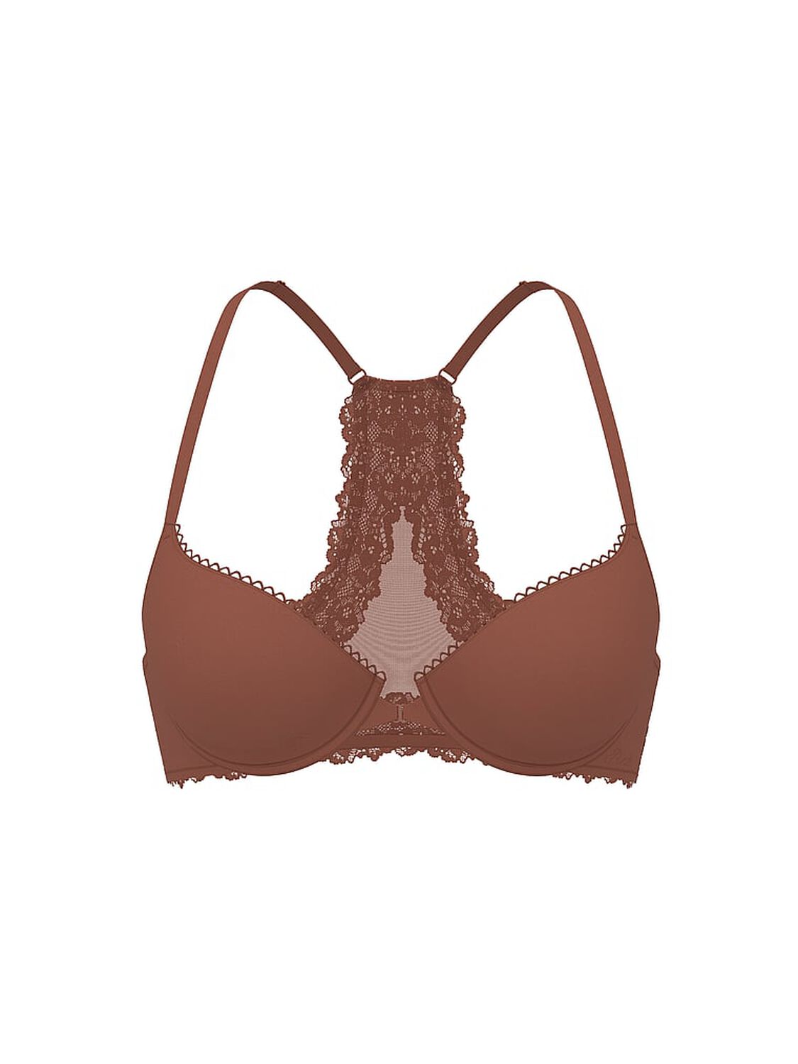 vs Body By Victoria Lightly Lined Lace Racerback Demi Bra Copper Brown 3 of 3 