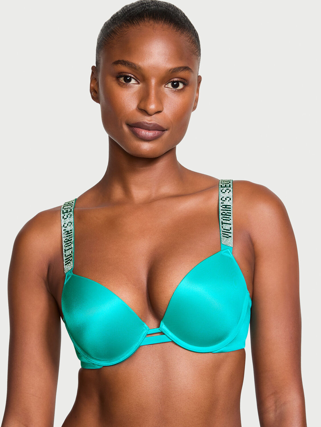 vs Very Sexy Shine Strap Push-Up Bra Capri Sea 1 of 3 