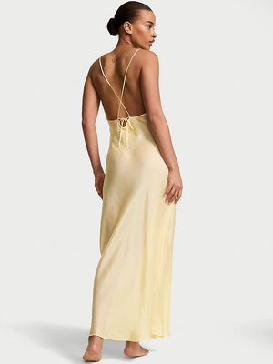 Luxe Sheer Satin Long Slip Dress