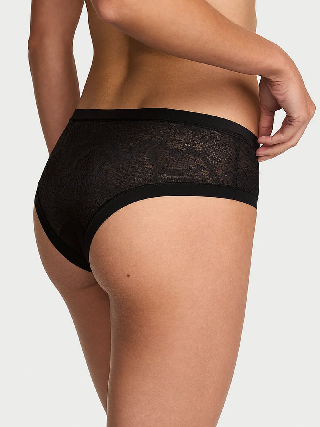 vs No-Show No-Show Snake Mesh Cheeky Panty Black 2 of 3 