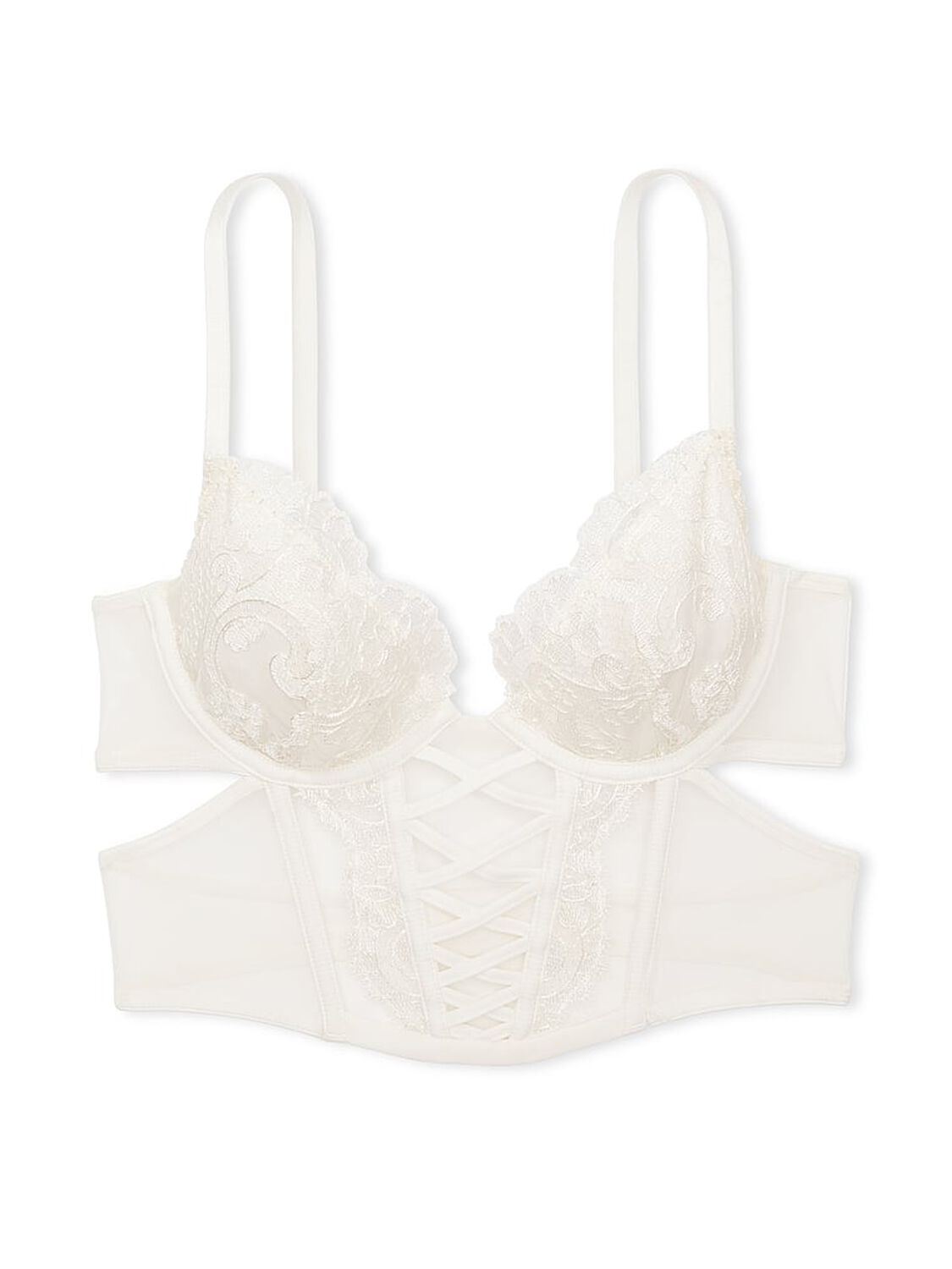 vs Dream Angels Boho Floral Embroidery Low-Cut Demi Corset Top Coconut White 3 of 3 