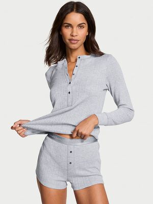 Cozy Pointelle Henley Short Pajama Set