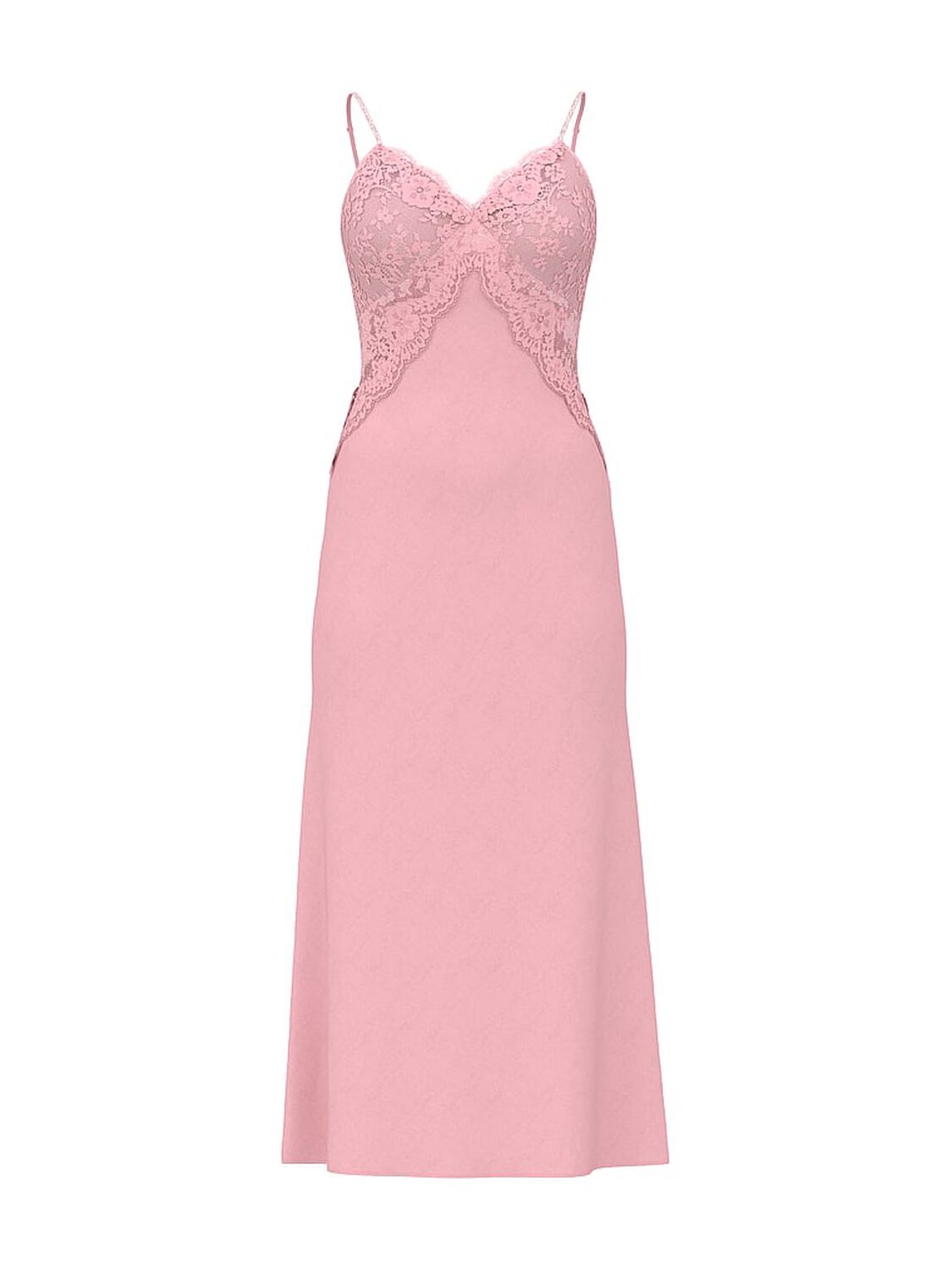 vs Dream Angels Twinkle Satin & Lace Long Slip Dress Petal Pink 3 of 4 