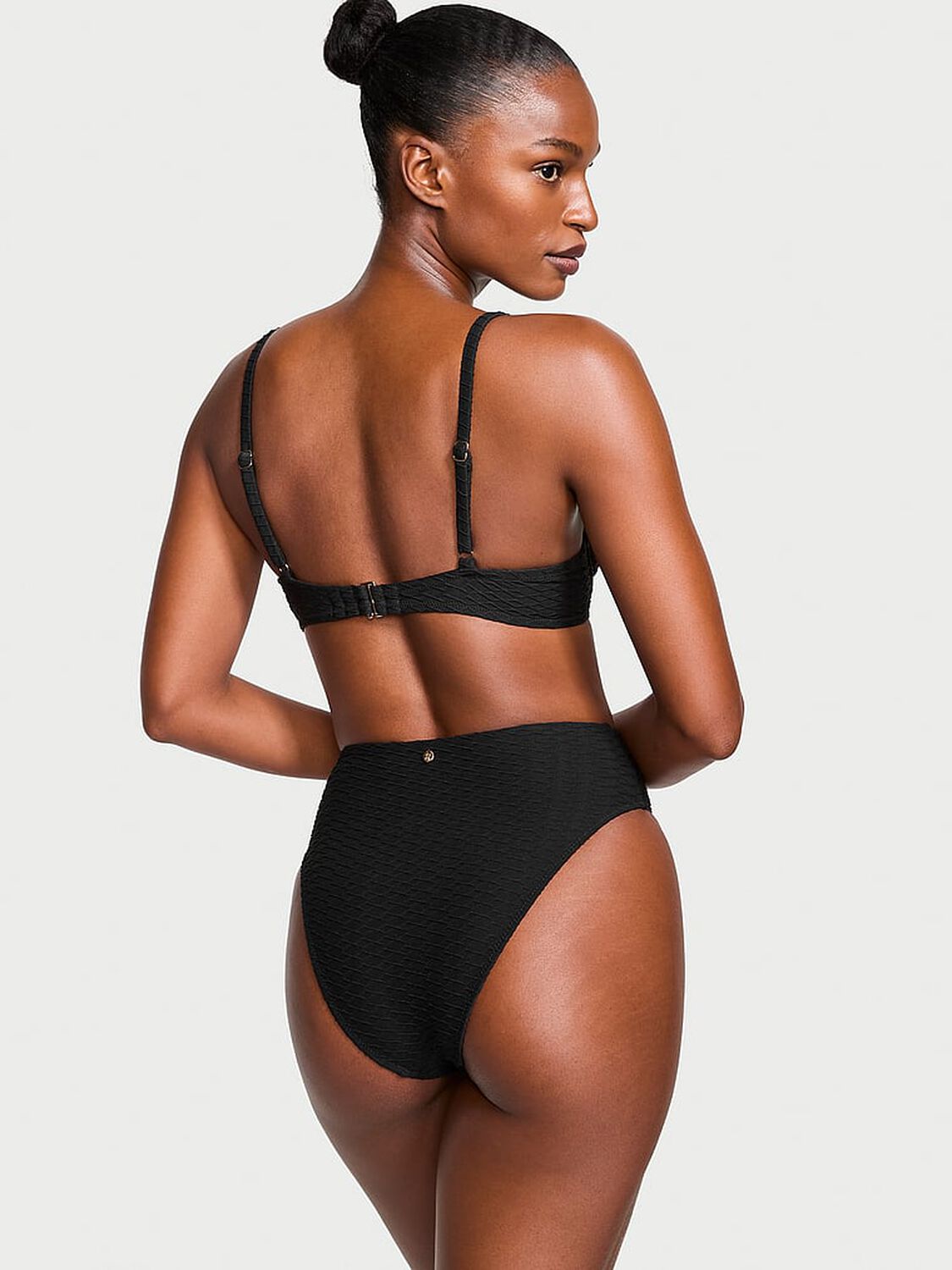 vs Victoria's Secret Swim Mix & Match High-Waist Twist Cheeky Bikini Bottom Black 2 of 4 
