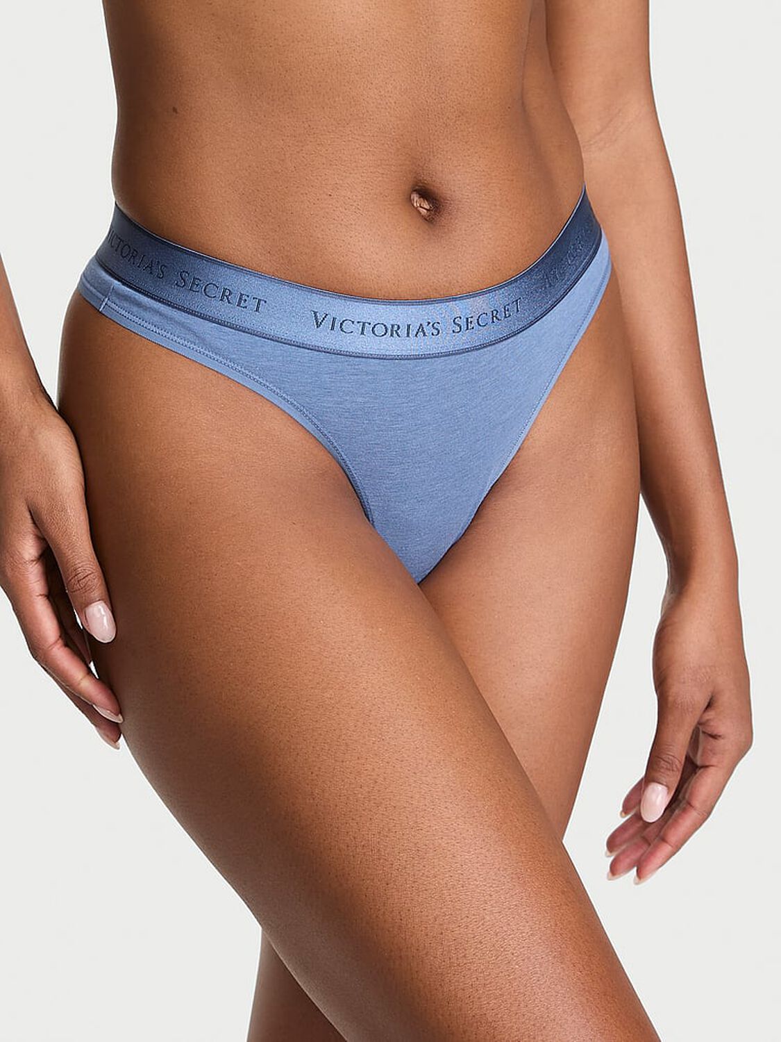 vs Cotton Logo Cotton Thong Panty Moonlight Blue 3 of 3 