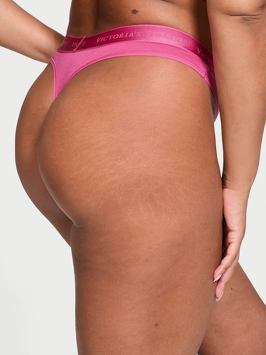 vs Cotton Logo Cotton Thong Panty Luscious Rose 2 of 3 