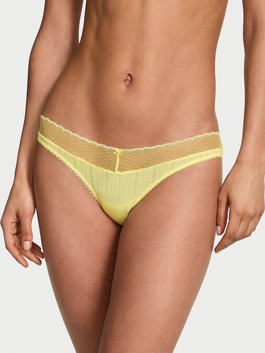 vs Victoria's Secret Stretch Pointelle Bikini Panty Lemonade 1 of 2 