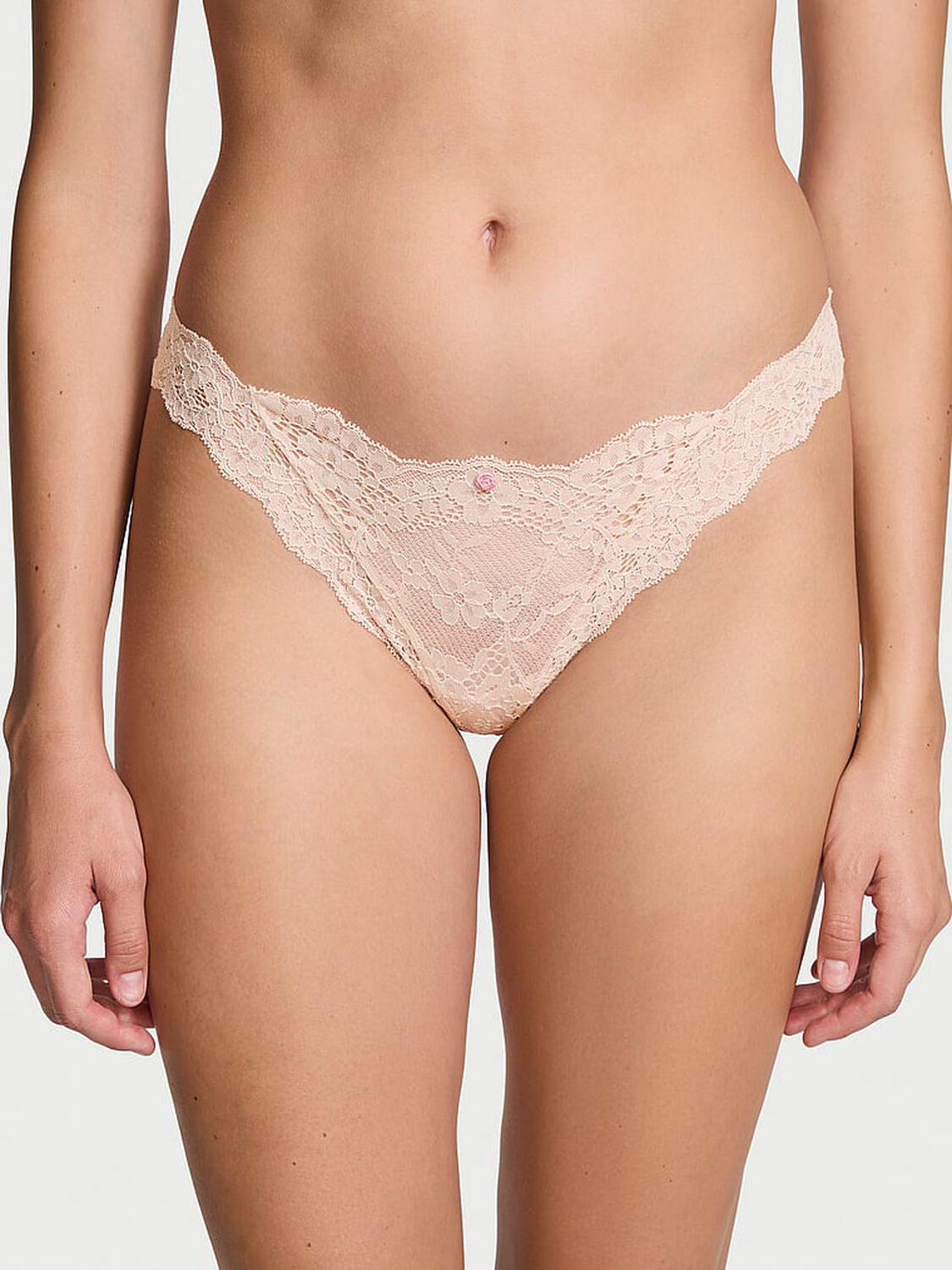 vs Dream Angels Lace Thong Panty Marzipan 1 of 4 