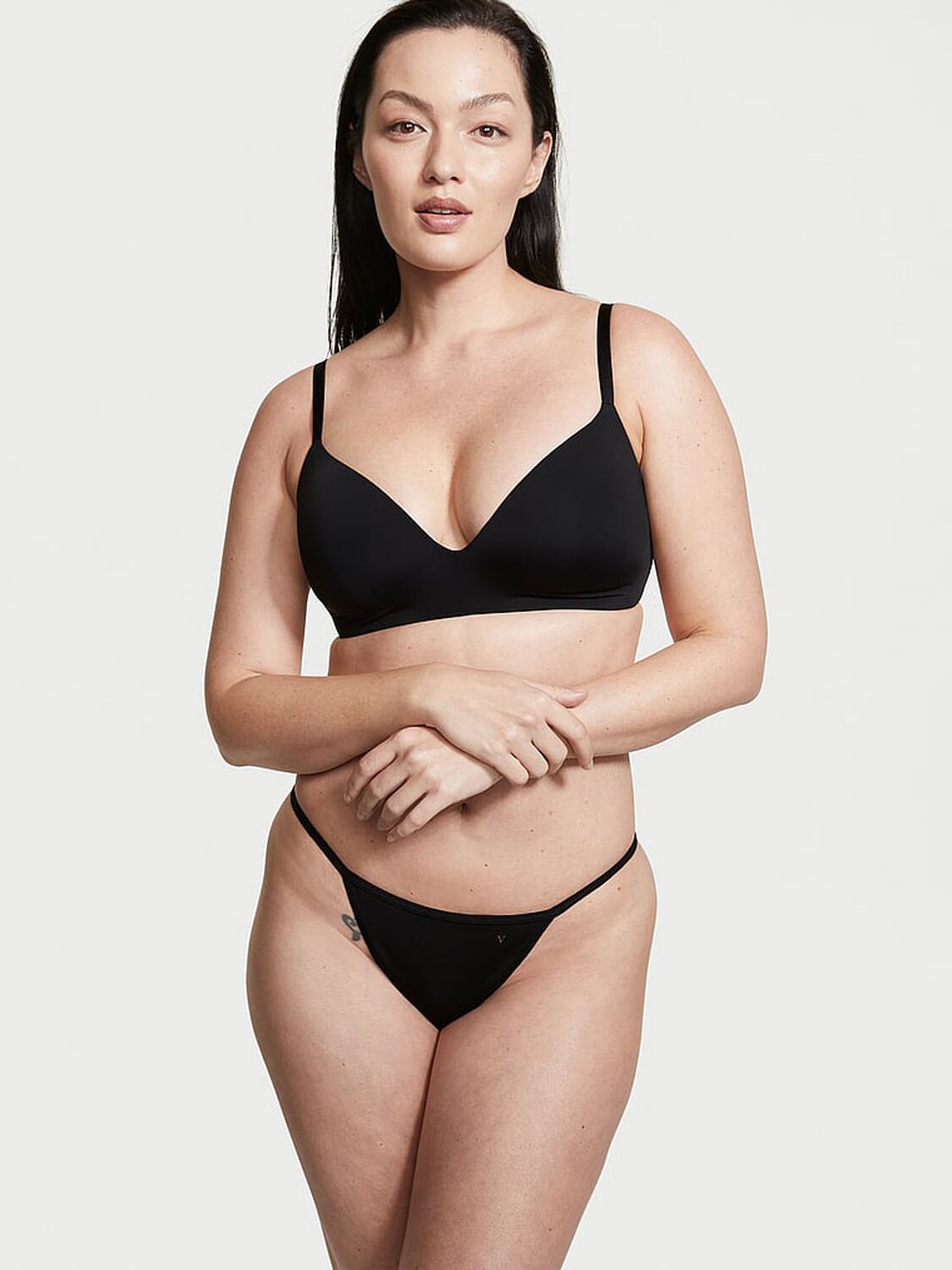 vs Victoria's Secret Stretch Cotton V-String Panty Black 5 of 5 