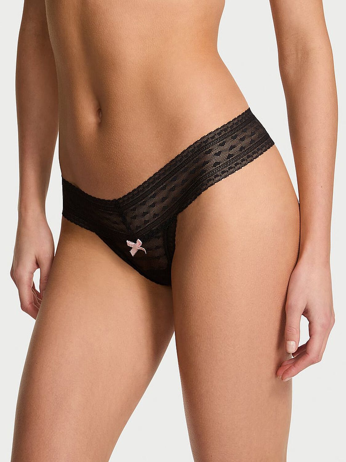 vs The Lacie Heart Lace Thong Panty Black 1 of 3 