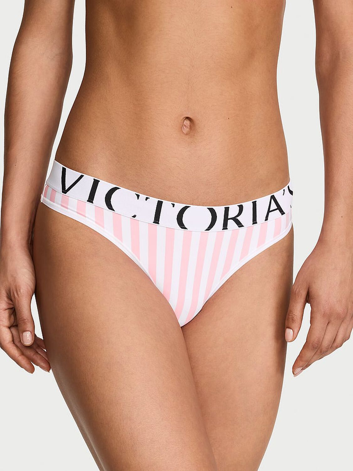 vs Cotton Cool Thong Panty Pink Iconic Stripe 1 of 3 