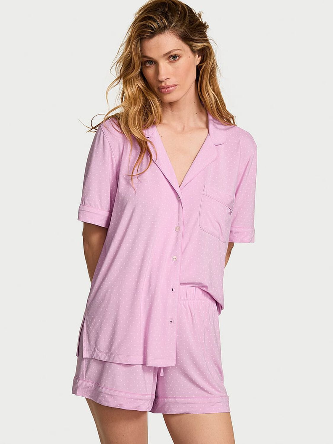 vs Victoria's Secret SoSoft&trade; Modal Short Pajama Set Bikini Pink Dots 1 of 4 