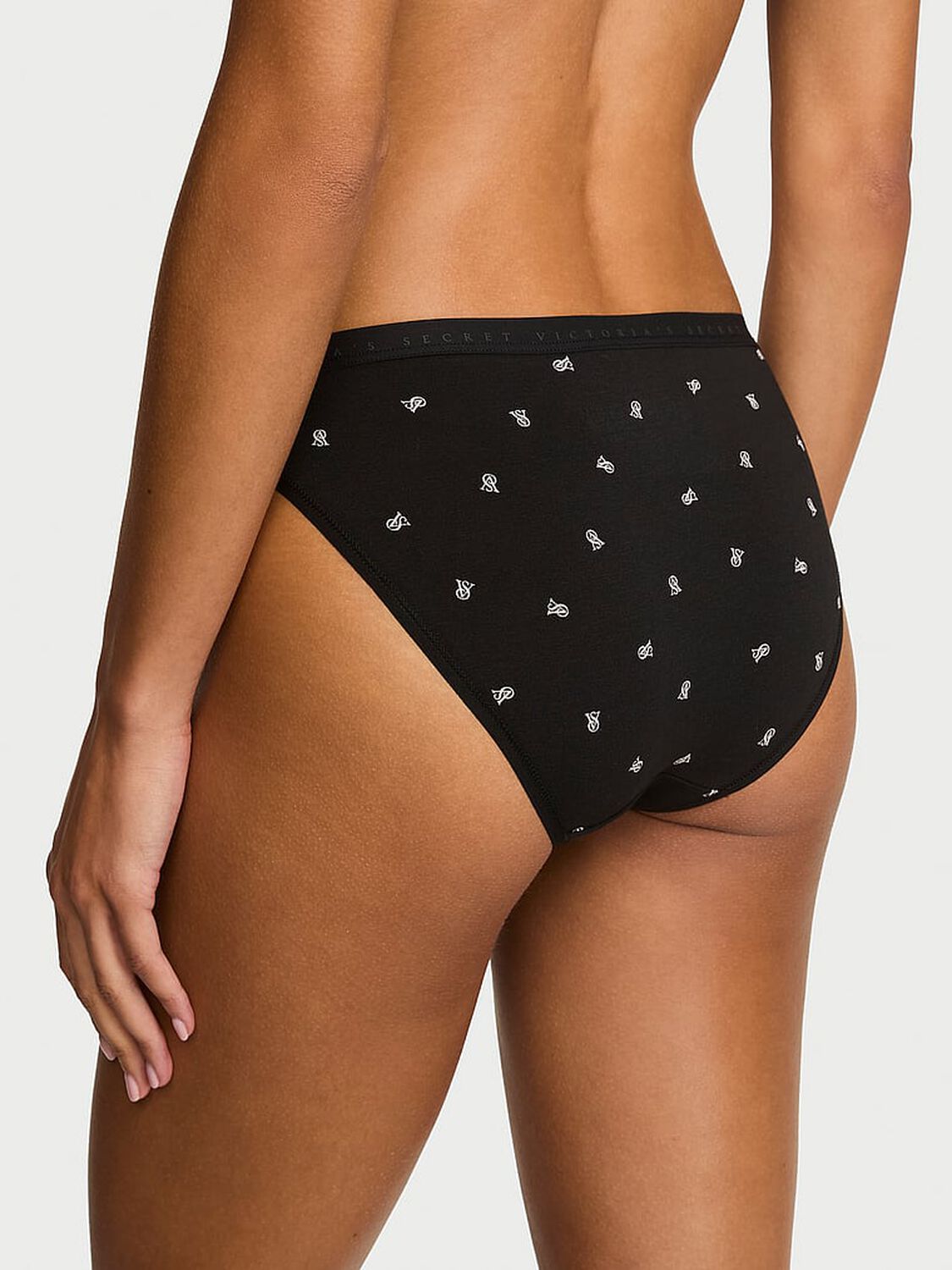 vs Victoria's Secret Stretch Cotton Bikini Panty Black Small Logo 2 of 2 