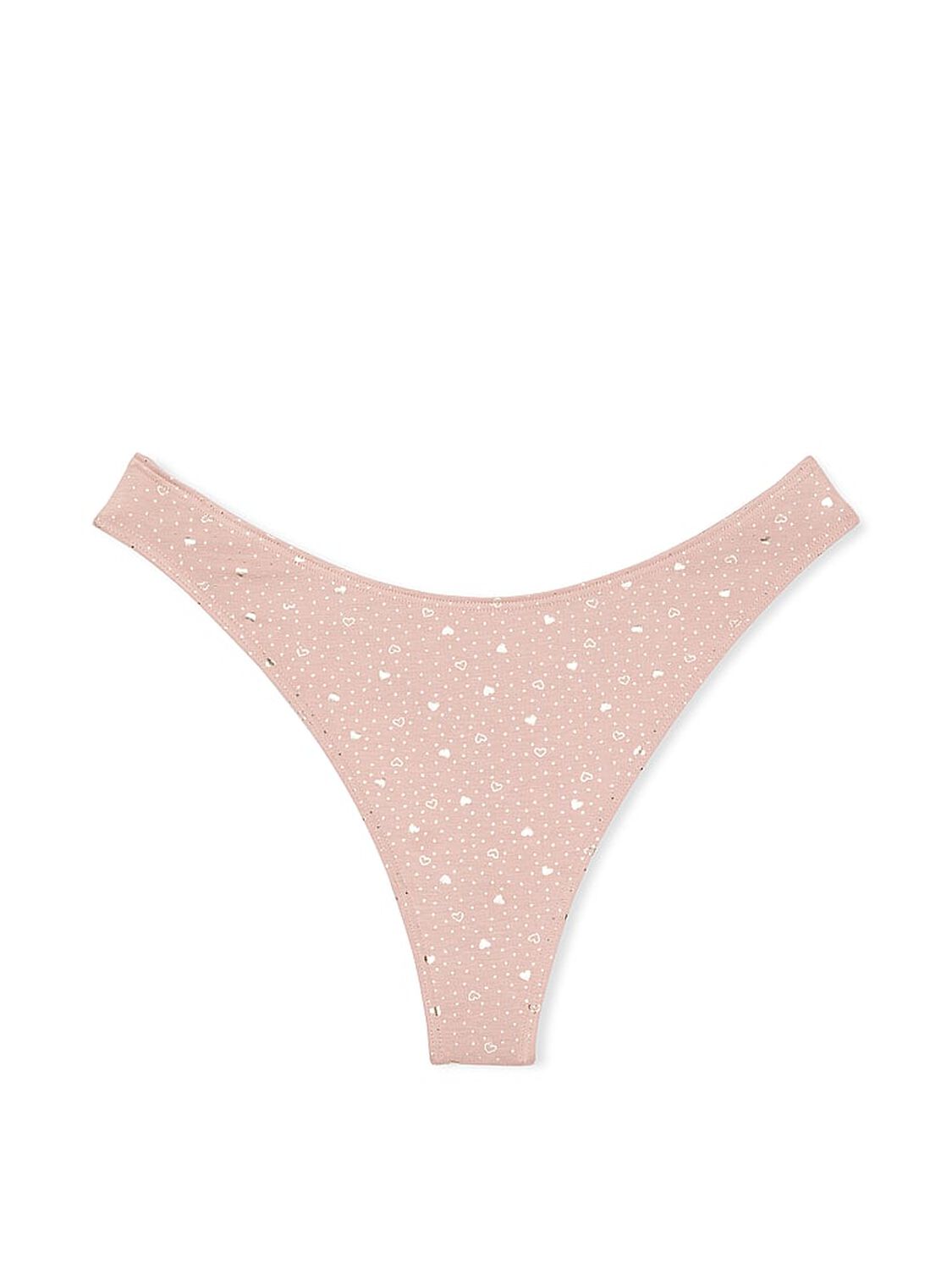 vs Victoria's Secret Stretch Cotton High-Leg Scoop Thong Panty Pink Zinc Hearts 3 of 4 