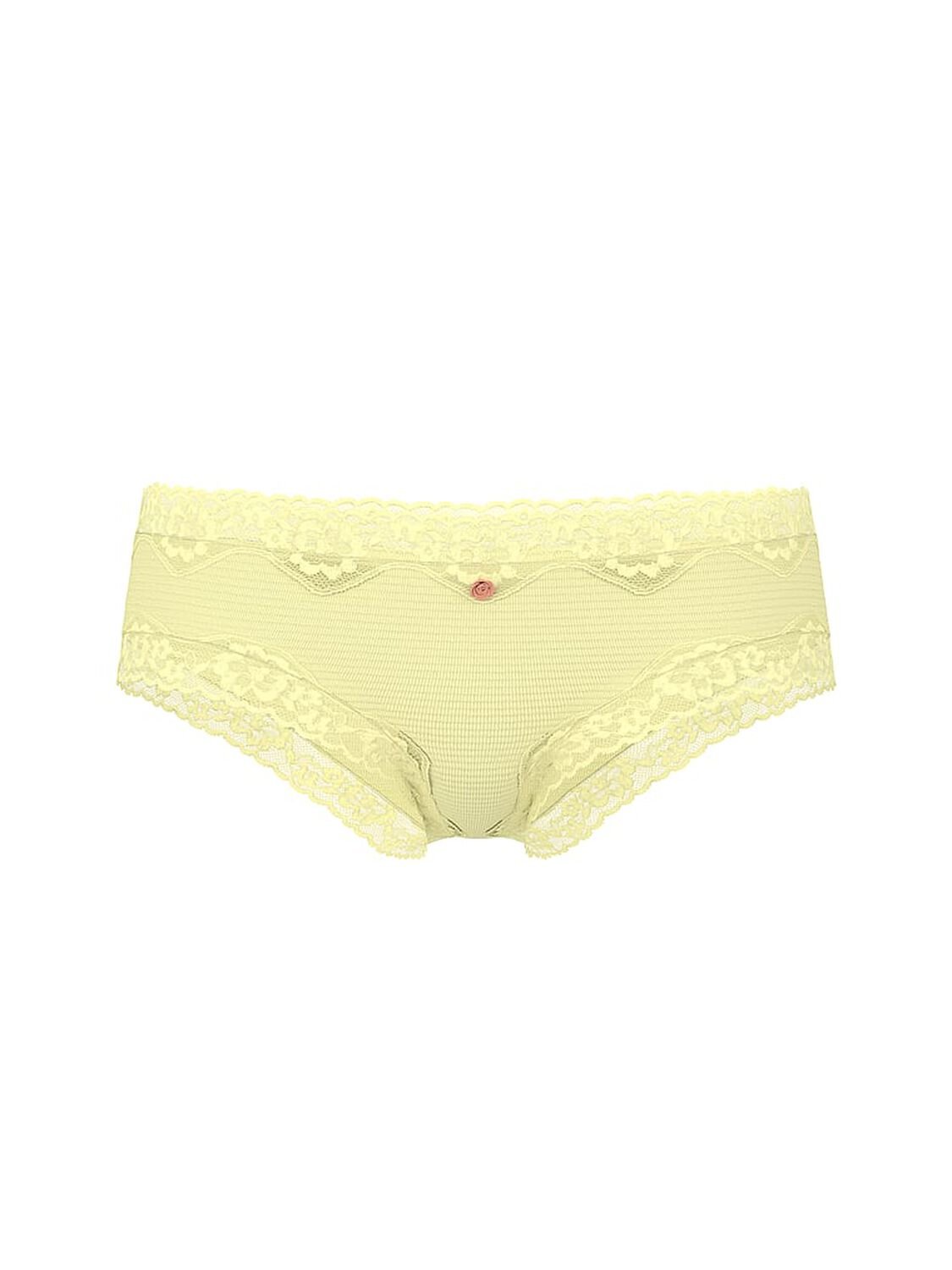 vs Lace Trim Cotton Shadow Stripe Lace-Waist Cheeky Panty Lemonade 1 of 1 