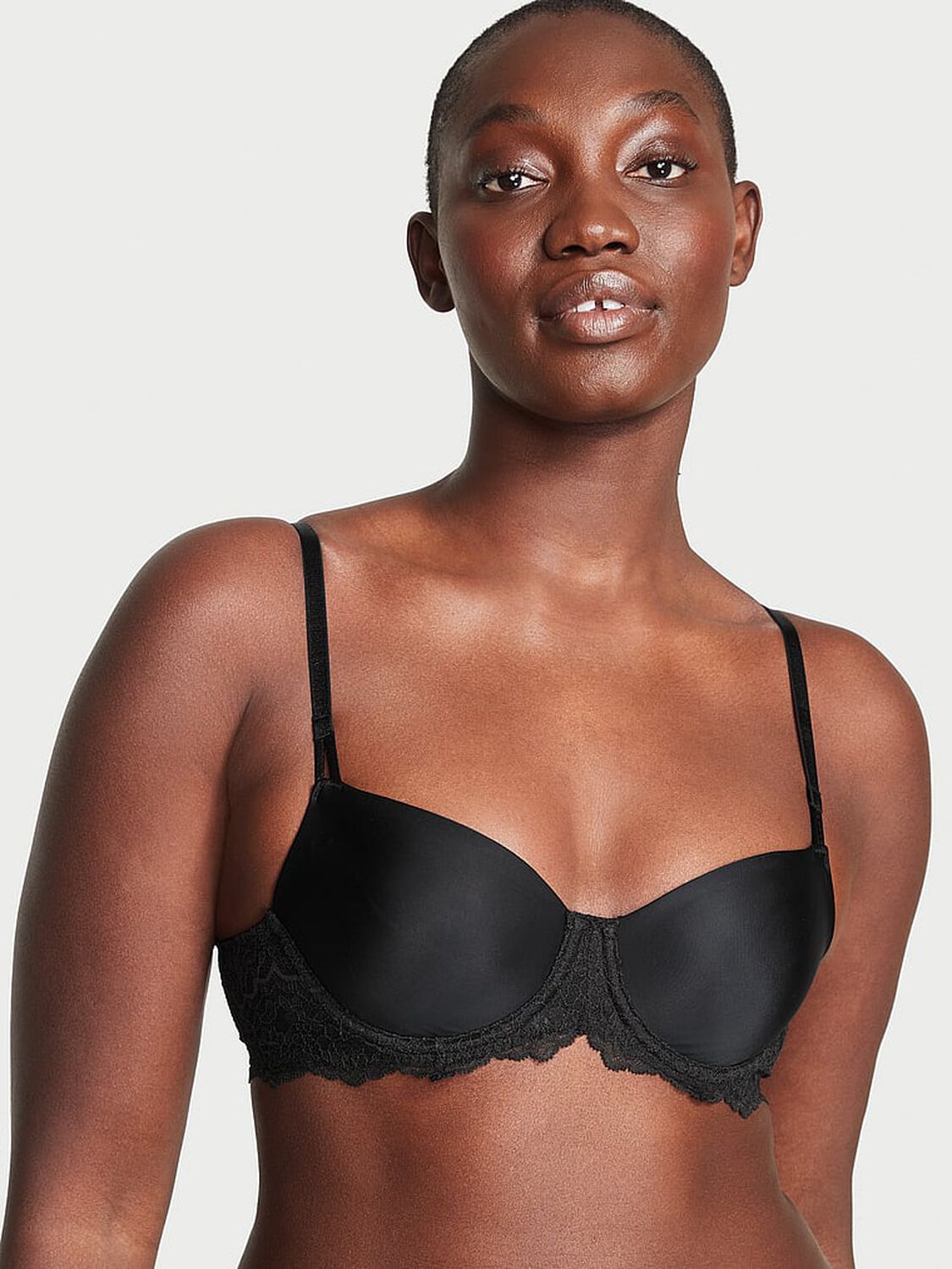 vs Dream Angels Wicked Unlined Smooth & Lace Balconette Bra Black 1 of 4 