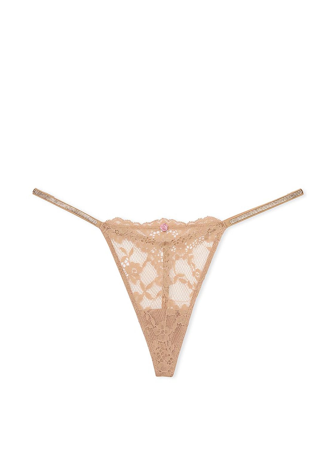 vs Dream Angels Twinkle Strap Lace V-String Panty Praline 3 of 4 
