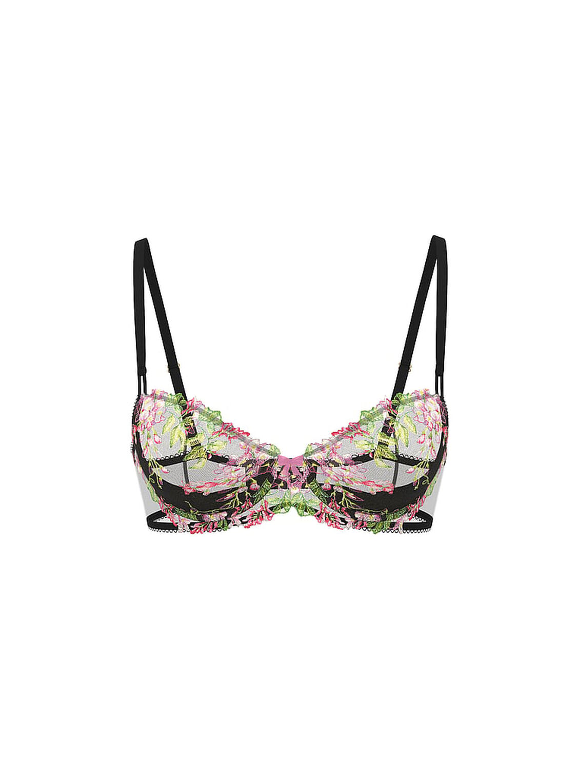 vs Dream Angels Wicked Unlined Wisteria Embroidery Balconette Bra Black Wisteria 3 of 4 