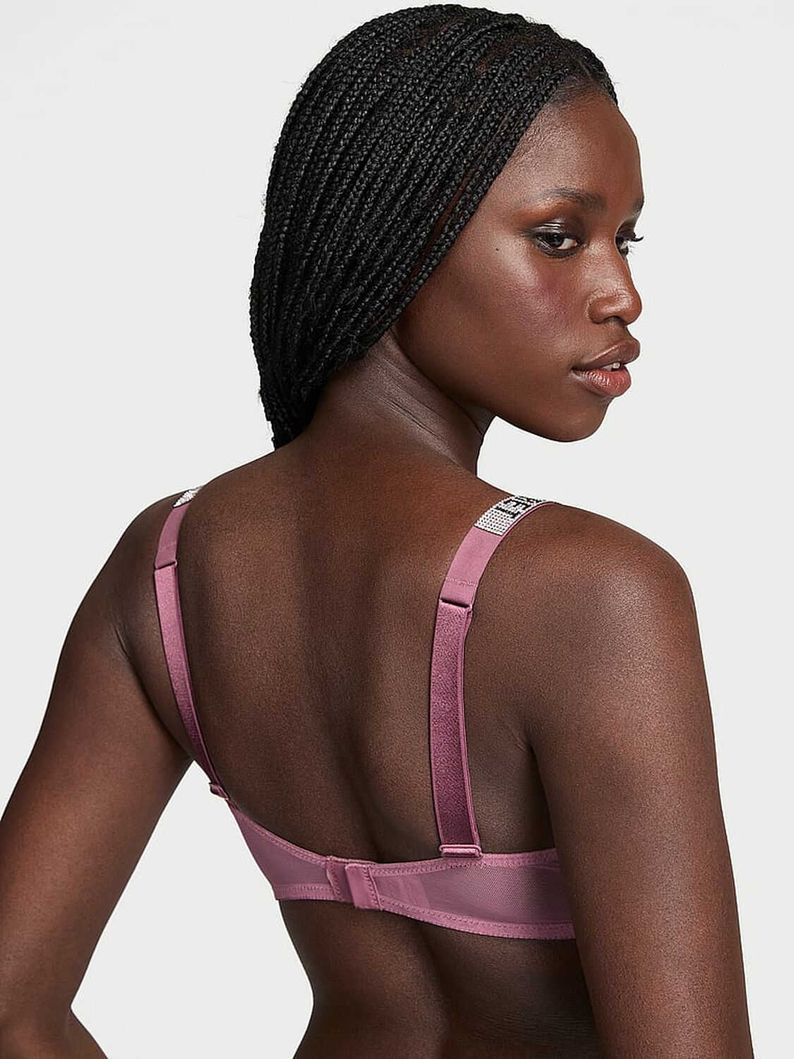 vs Very Sexy Shine Strap Rose Lace Lightly Lined Low-Cut Demi Bra Purple Vapor 2 of 2 