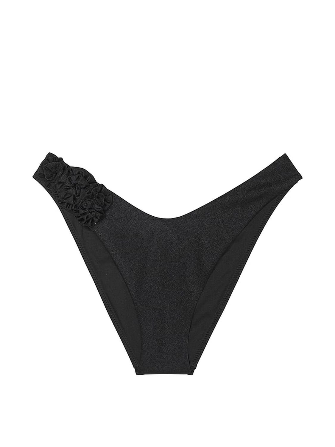 vs Victoria's Secret Swim Rosette Brazilian Bikini Bottom Black 3 of 3 