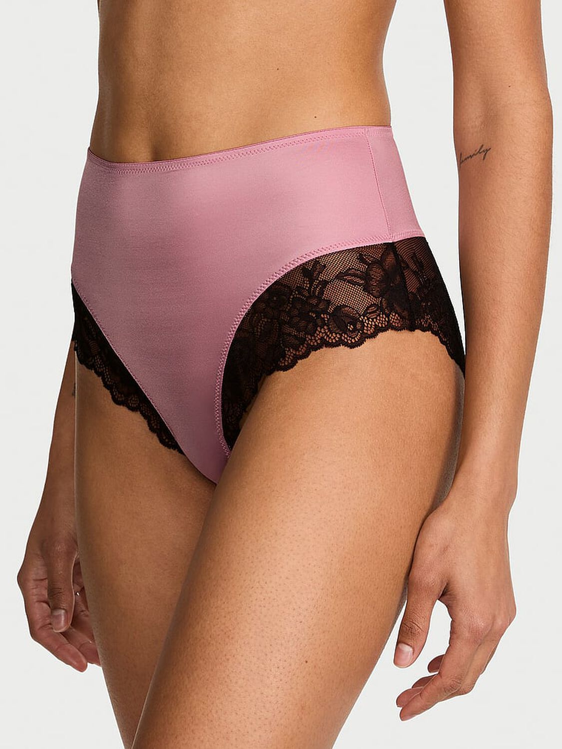 vs Very Sexy Smooth Lace-Trim High-Waist Brief Panty Dusk Rose 1 of 3 