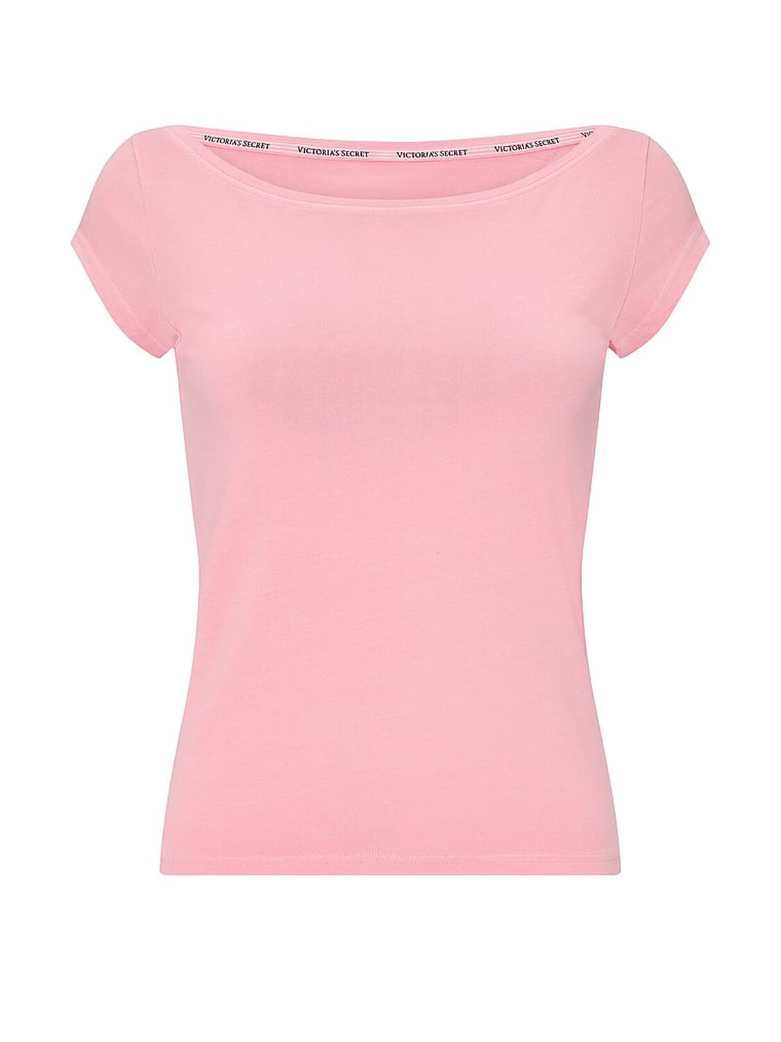 vs Angel Essentials Stretch Cotton Fitted Boatneck Tee Washed Victoria Pink 3 of 4 