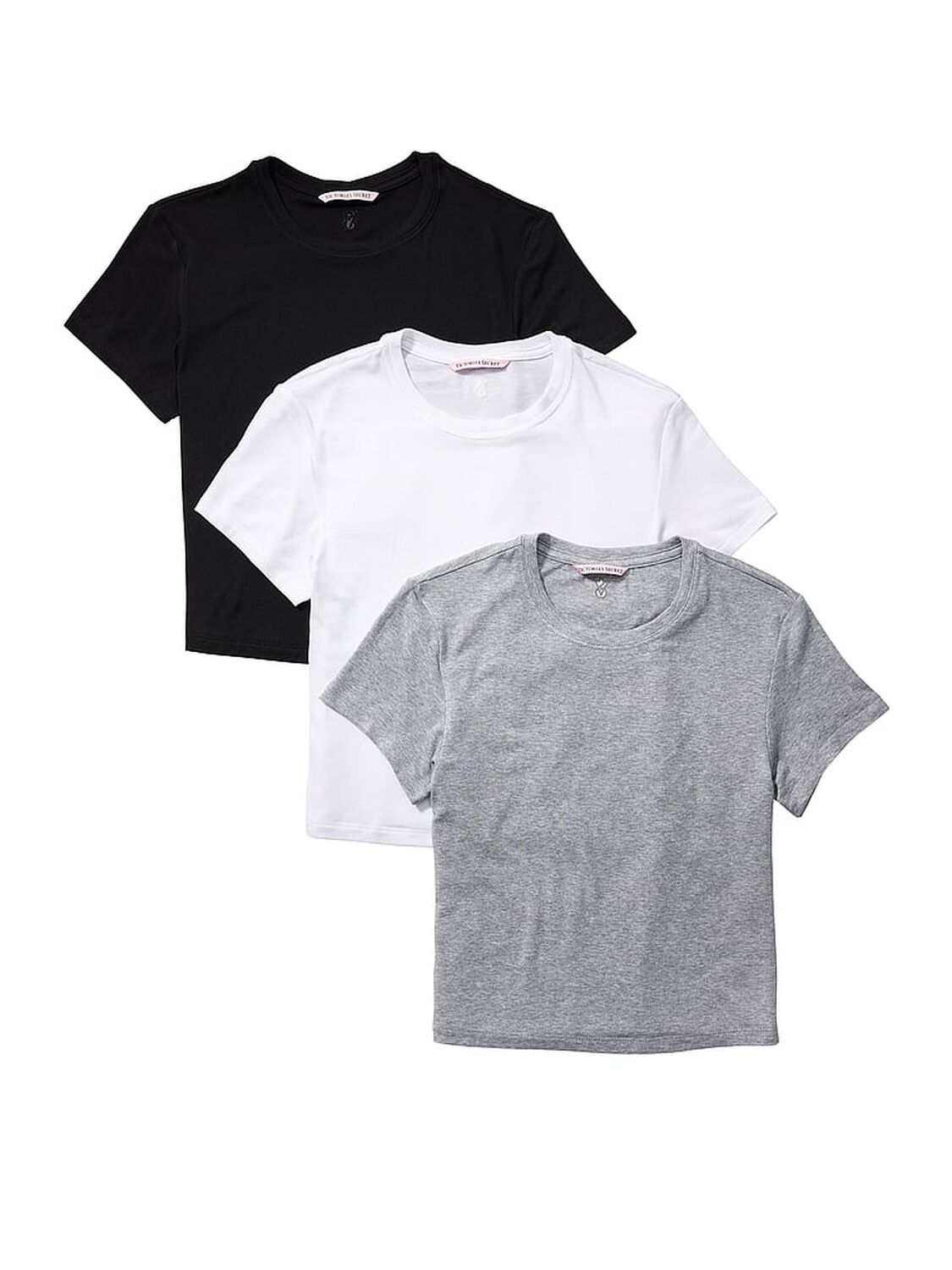 vs Victoria's Secret 3-Pack Modal Fitted Tees Grey/Black/White 1 of 1 