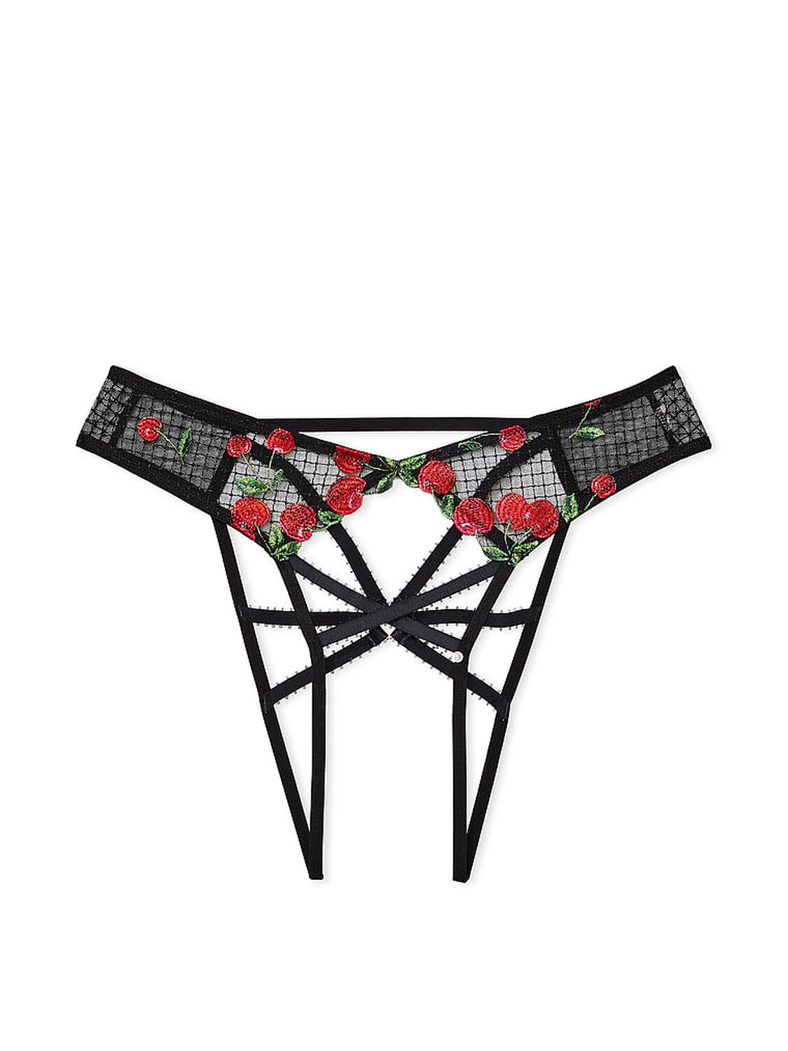 vs Very Sexy Crotchless Cherry Embroidery Open-Back Panty Black Cherries 3 of 4 
