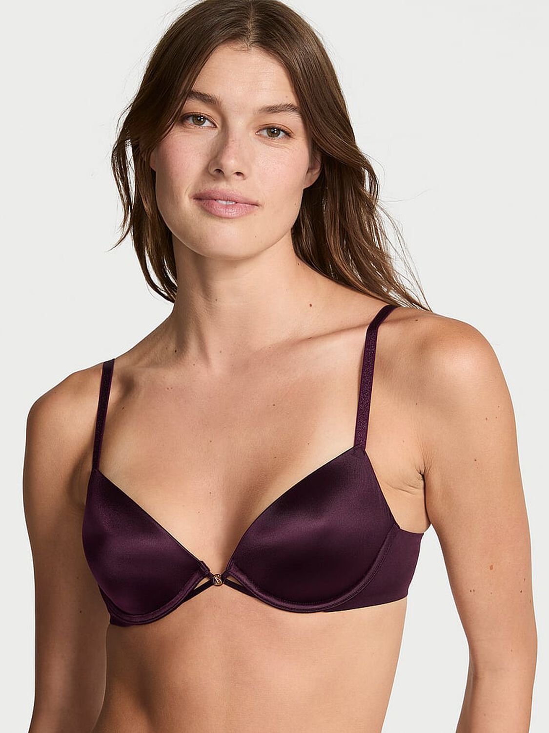 vs Very Sexy Smooth Lightly Lined Plunge Demi Bra Winter Wine 1 of 4 