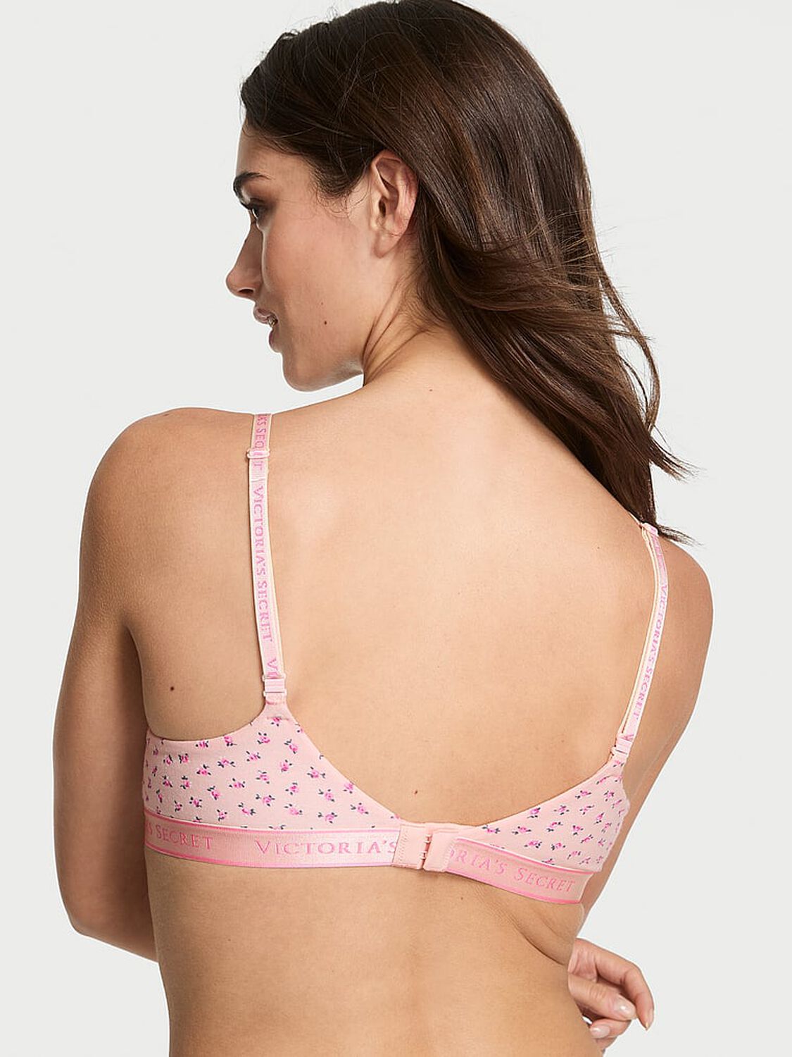 vs The T-Shirt Cotton Logo Perfect Shape Push-Up Bra Pink Floral 2 of 3 