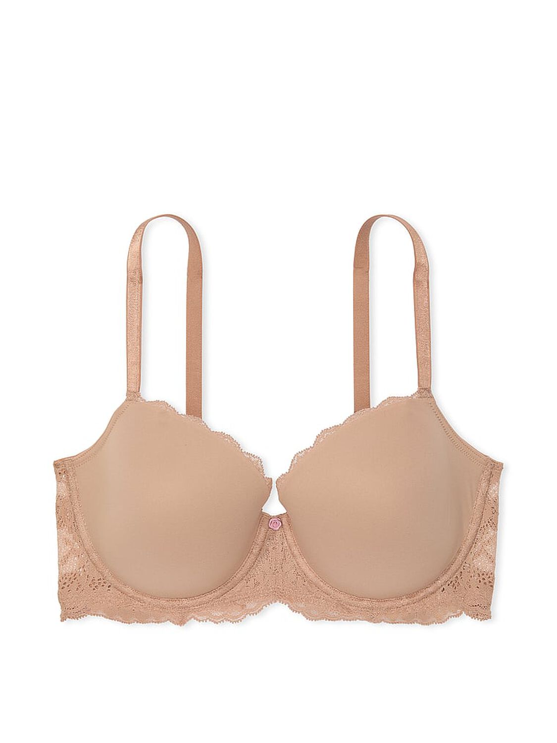 vs Dream Angels Smooth & Lace Lightly Lined Classic Coverage Demi Bra Praline 3 of 4 