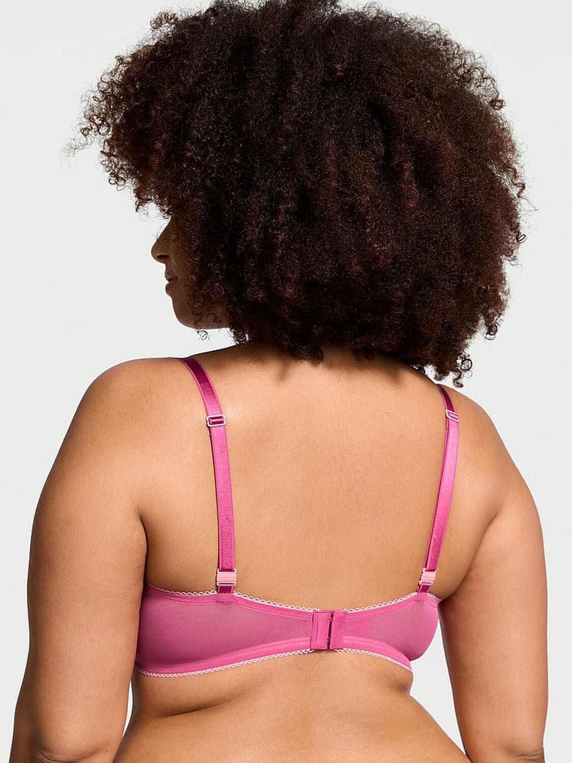 vs Victoria's Secret Tease Lace-Trim Unlined Demi Bra Luscious Rose 2 of 3 