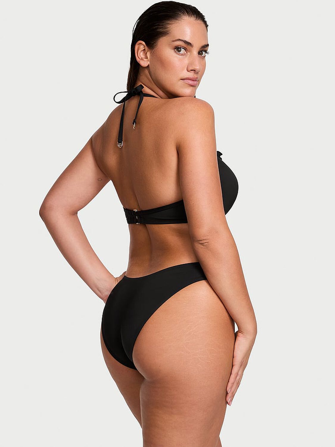 vs Victoria's Secret Swim Essential Brazilian Bikini Bottom Pure Black 2 of 4 