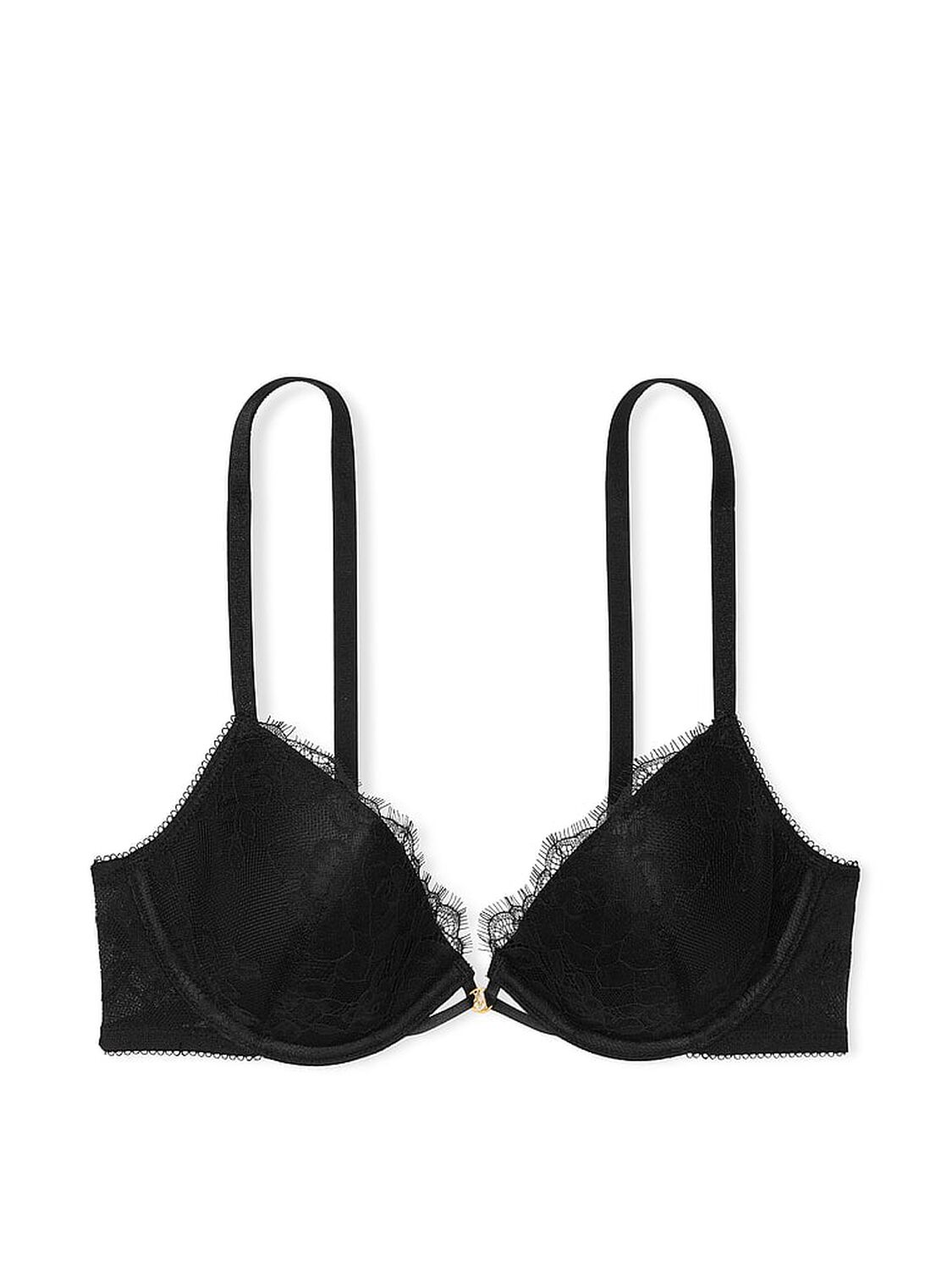 vs Very Sexy Rose Lace Lightly Lined Low-Cut Demi Bra Black 1 of 4 