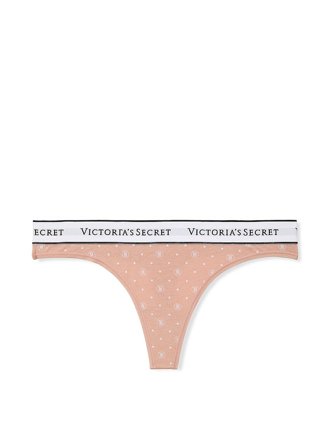 vs Cotton Logo Cotton Thong Panty Pink Logo Dots 1 of 4 