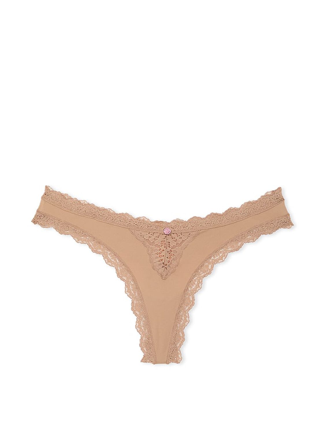 vs Dream Angels Lace-Trim Thong Panty Praline 3 of 4 