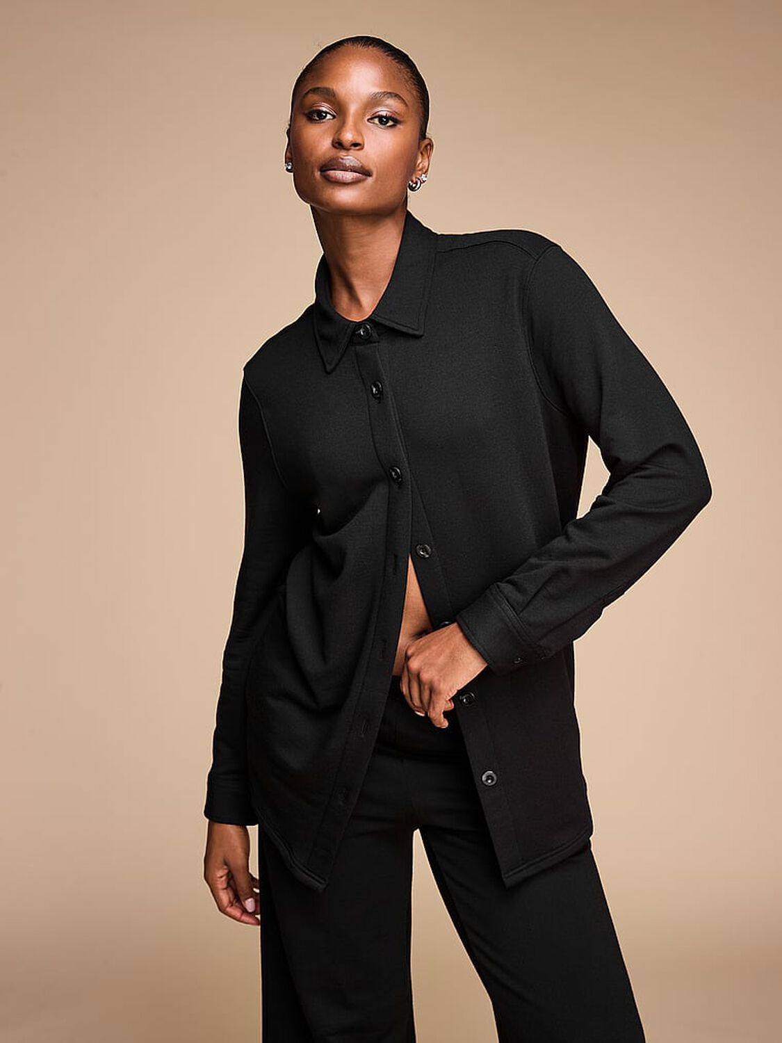 vs Victoria's Secret Brushed Modal Fleece Oversized Shirt Black 5 of 5 